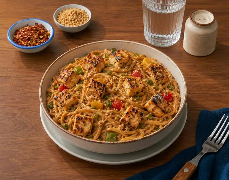 Peanut Butter Noodles + Charred Paneer